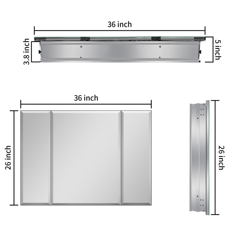 Armoire à pharmacie sans cadre Anijah W H, H 26 po x l 36 po x P 5 po