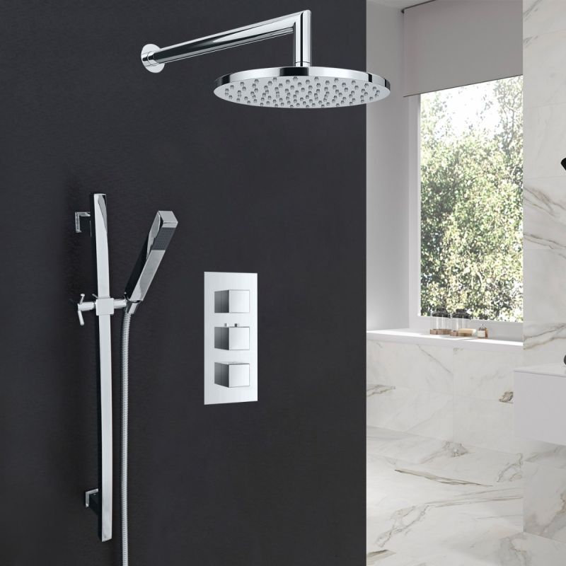 Juno 10"Chrome Plated Wall Mount Shower Head Set with Hand Shower