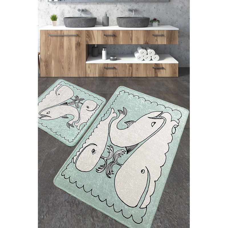 Ensemble de luxueux tapis de bain (2 pièces) en polyester antibactérien de 23,6 po x 39,4 po et de 19,7 po x 23,6 po | Poils doux de 0,4 po de hauteur, dessous antidérapant, lavable à la machine | Idéal pour le confort et la sécurité de la salle de bain