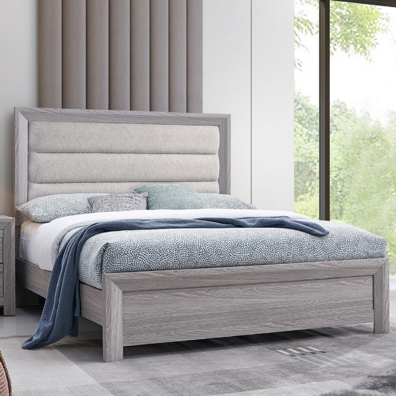 Panel Bed Plush Channel Tufted Headboard, Twin