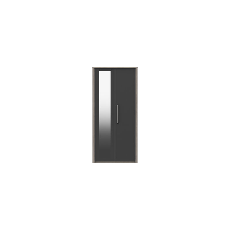 Colville 2 Door Manufactured Wood Wardrobe, Grey Oak/Graphite Gloss