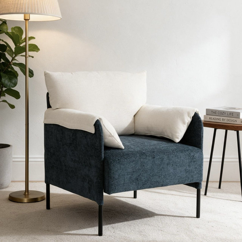 Fauteuil d'appoint rembourré 27,5 po en chenille douce et moderne avec accoudoirs rembourrés, Vert