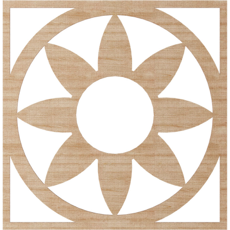 Médaillon de plafond en bois Blume, Aulne, H 36 po x l 36 po x P 0,38 po