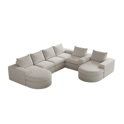 Chenille Cloud Sectional Sofa with Curved Chaise Upholstered Couch Free Combination