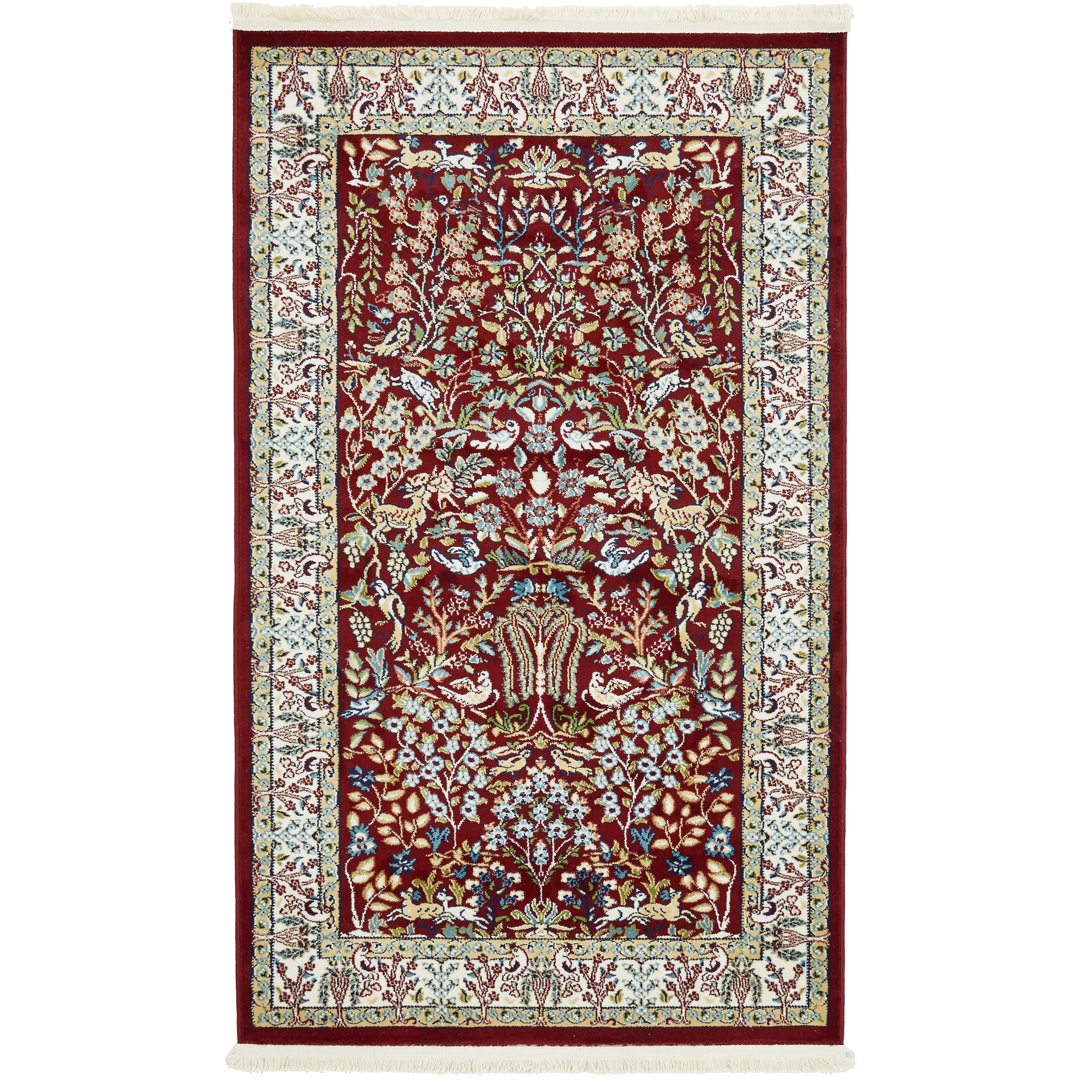 Jackson Floral Machine Made Power Loom Polypropylene Area Rug in Burgundy Astoria Grand Rug 