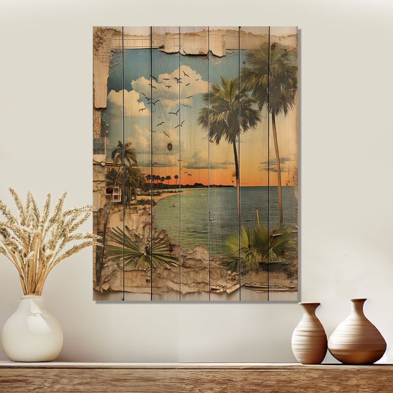 Alix - Impression sur bois de paysages sur bois de pin naturel, H 44 po x l 34 po