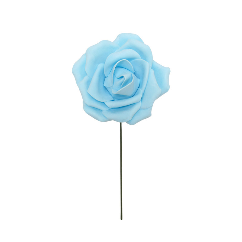Grande tige rose en mousse, H 8 po x l 8 po x 4,25 po, Bleu clair