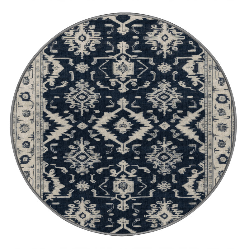 Tapis gris lavable à la machine, Rond 4 pi