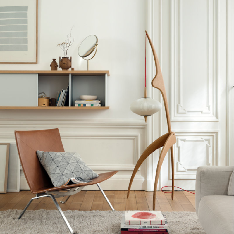 Praying Mantis Floor Lamp, Natural Oak