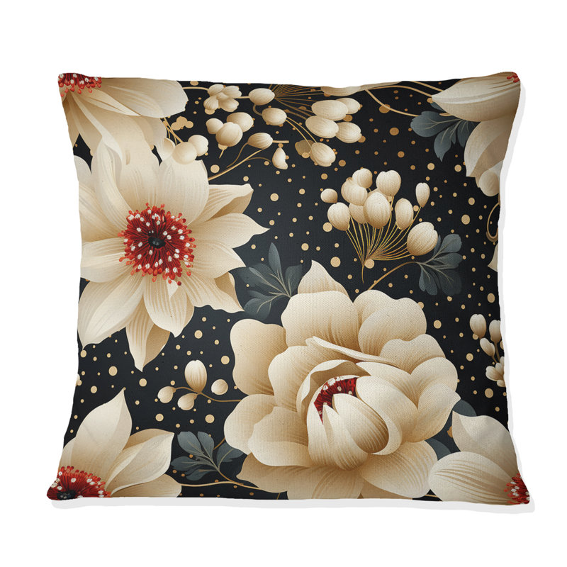 Victorian Elegance Motif à pois II - Coussin décoratif à pois, H 18 po x l 18 po