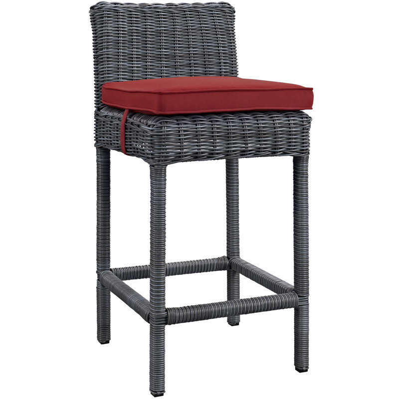 Tabouret de bar Modway Invite, Toile Sunbrella® rouge Jockey
