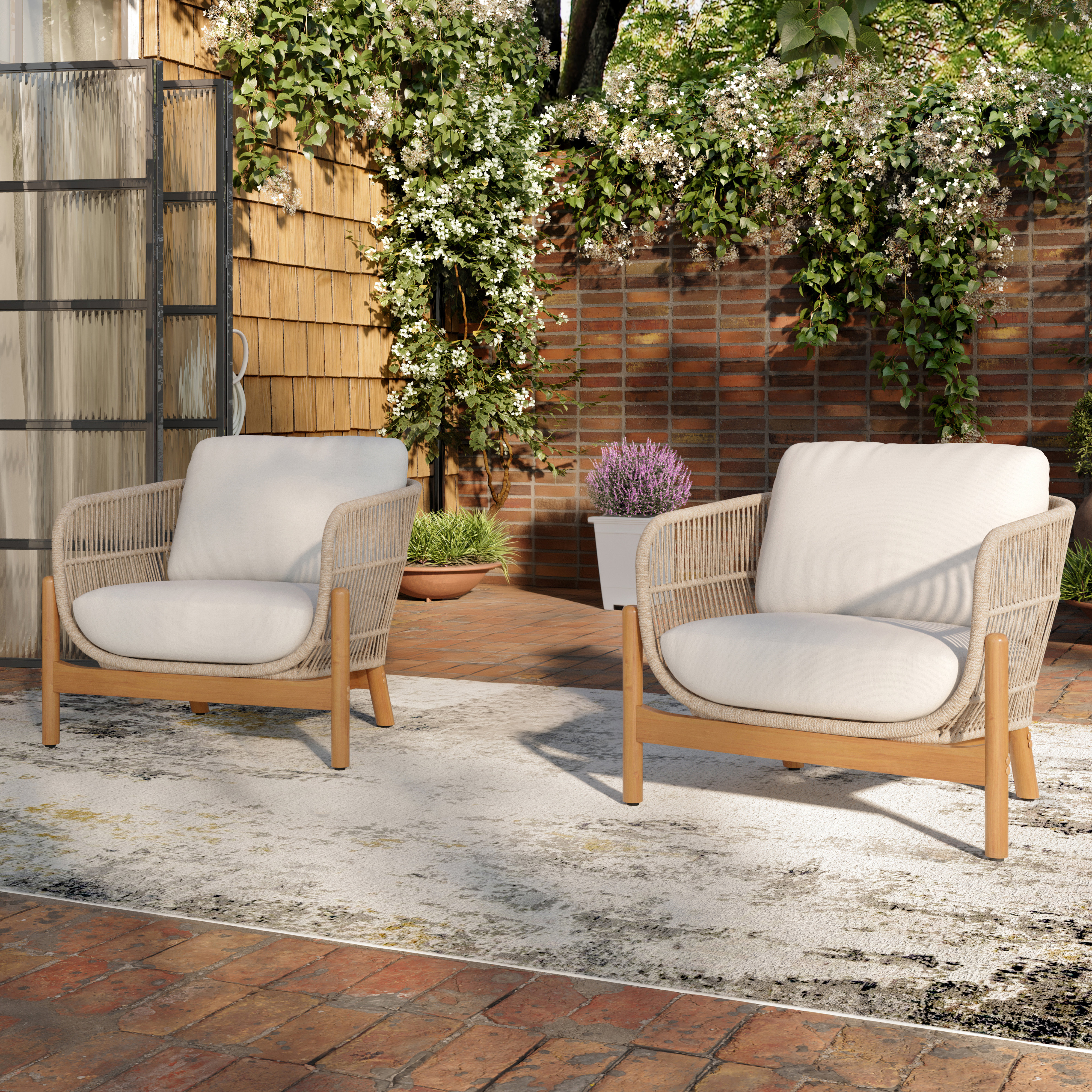 George Oliver Lyal Wood Patio Club Chairs (Set Of 2) Reviews