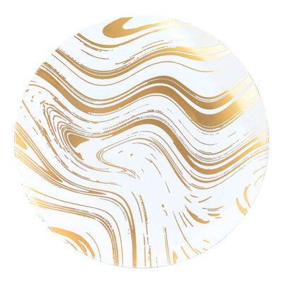 Assiettes plates en plastique blanc à vagues dorées (26 cm) - 120 assiettes