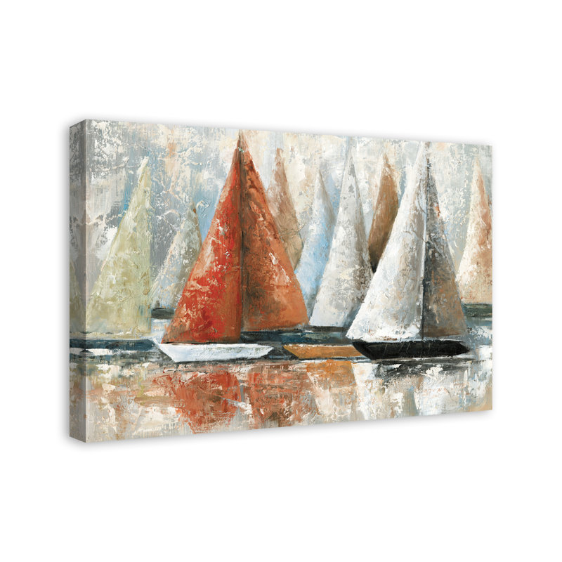 Painterly Voiliers - Peinture sur toile, H 20 po x l 30 po x P 1,25 po, Toile tendue