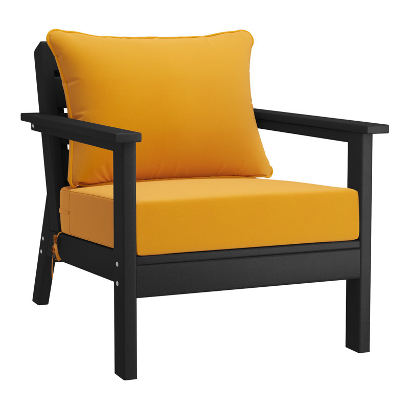 Chaise avec coussins Hydea, Noir, Jaune