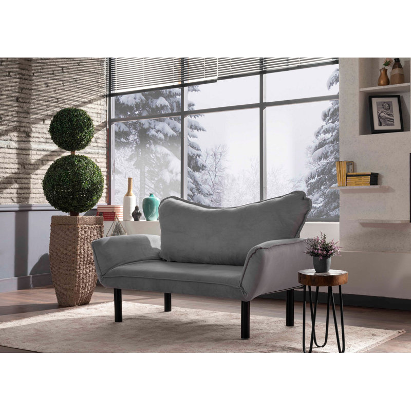 Causeuse avec accoudoirs 59 po, Microfibre grise