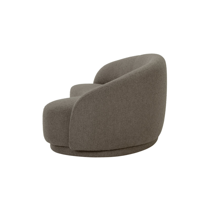 82.25" Round Arm Curved Loveseat, Maya Taupe Boucle
