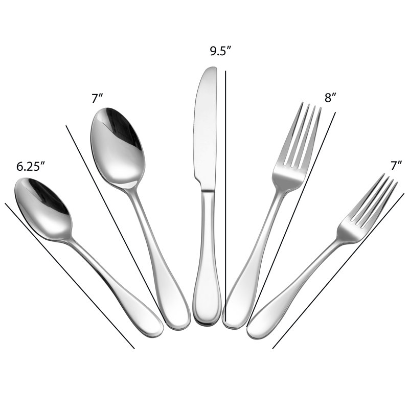 Ensemble de couverts 20 pièces en acier inoxydable Lorren Home Trends, service pour 4, lavable au lave-vaisselle