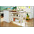 Solid Wood Rustic 45 Inch Stationary Kitchen Island with Butcher Block, 2 Open Shelves for Small Spaces and Dining