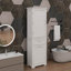 Armoire de rangement autoportante avec deux tiroirs de différentes tailles et tablette peinte-1262907598