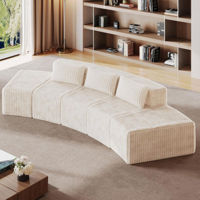 142" Modern Chenille Curved Sectional Sofa for Living Room