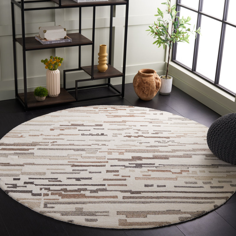 Kebbie Hand Tufted Wool Pile Abstract Rug, Round 6'