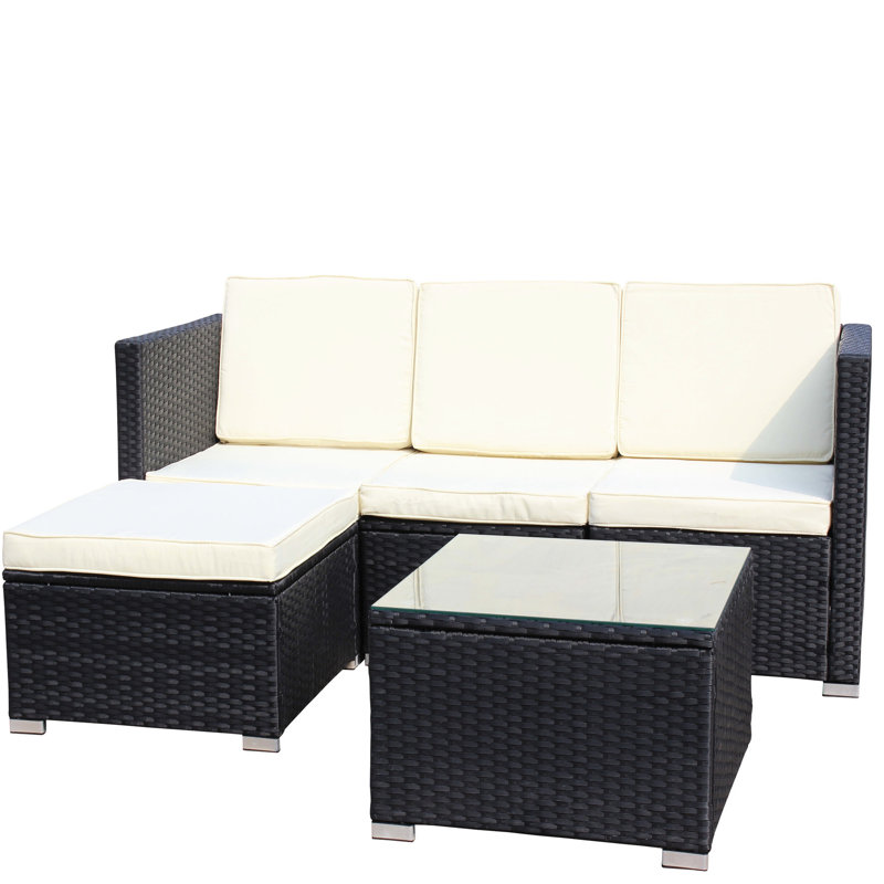 Mobilier de patio Pe: 5 avec table basse et coussins (configuration beige: coussins beiges,