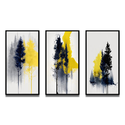 «Yellow Majestic Forest», 3 pièces sur toile