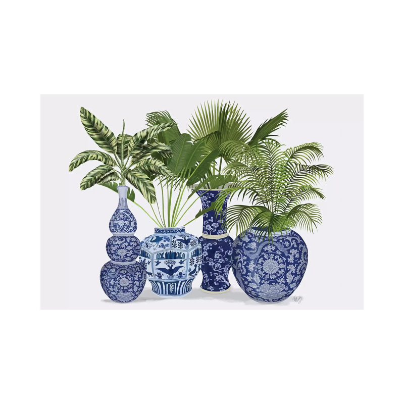 Chinoiserie Vase Group 1 by Fab Funky - Wrapped Canvas Print, 20.32 cm H x 30.48 cm W