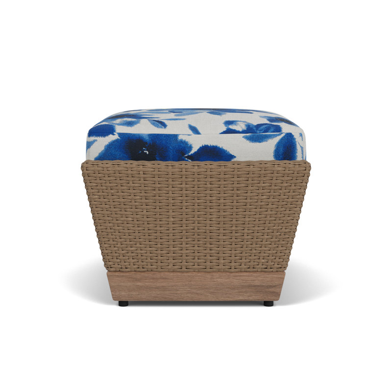 Charisma Rectangle Outdoor Ottoman Patio Ottoman, Watercolor Blossom Capri