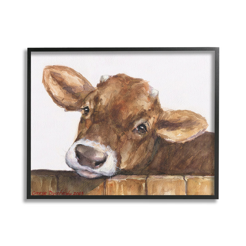 Vache encadrée par GeorgeDyachenkoArt, Giclée encadrée blanc bord de mer, H 16 po x l 20 po