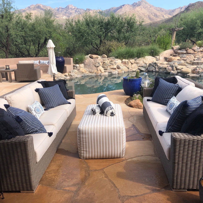 Bazaar Outdoor Ottoman with Sunbrella Cushions