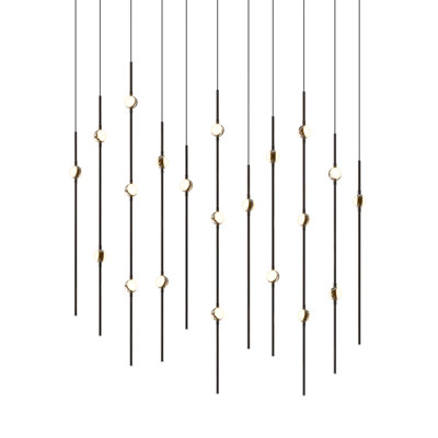 Constellation - Aries 36" Rectangle LED Pendant - Satin Brass Fixture - White Optical Acrylic Shade - 2700K - 240" Cable