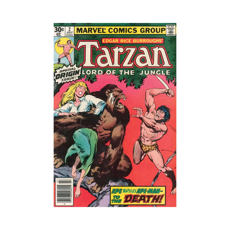 Tarzan Comic Cover #2 1 Piece Wrapped Canvas Wall Art, 101.6 cm H x 66.04 cm W x 3.175 cm D