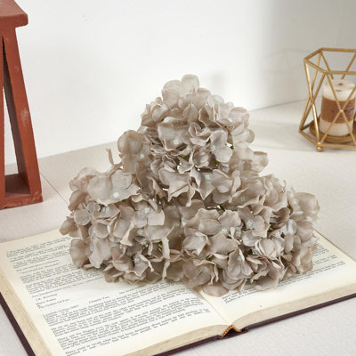 Fleurs d'hortensia artificielles rosées 10 fausses fleurs d'hortensia en soie pour centres de mariage Bouquets Décoration florale bricolage avec tiges (Vase non inclus)