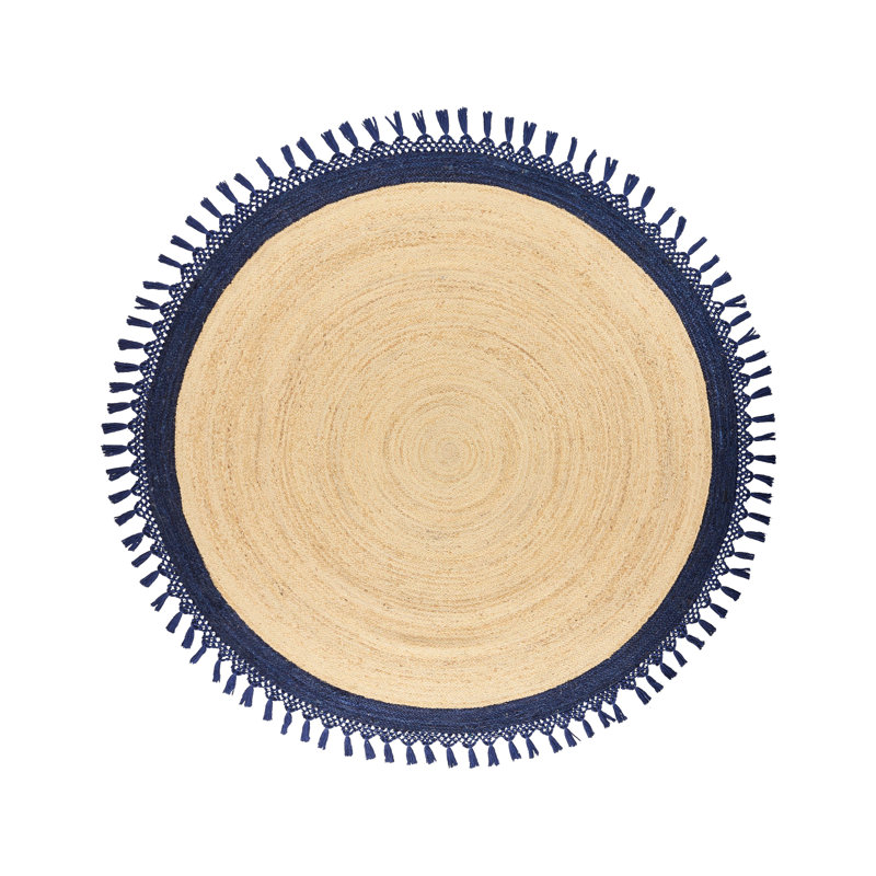 Patoka Jute Round Beige/ Dark Blue Area Rug, Round 200cm