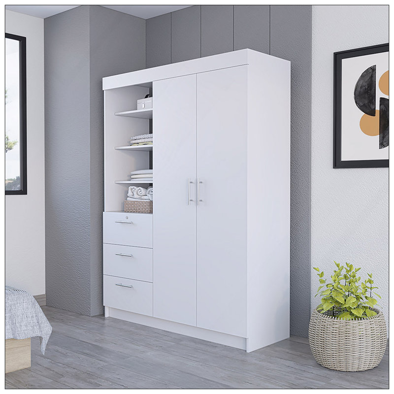 Armoire Rumanu, chambre à coucher, blanc, Blanc