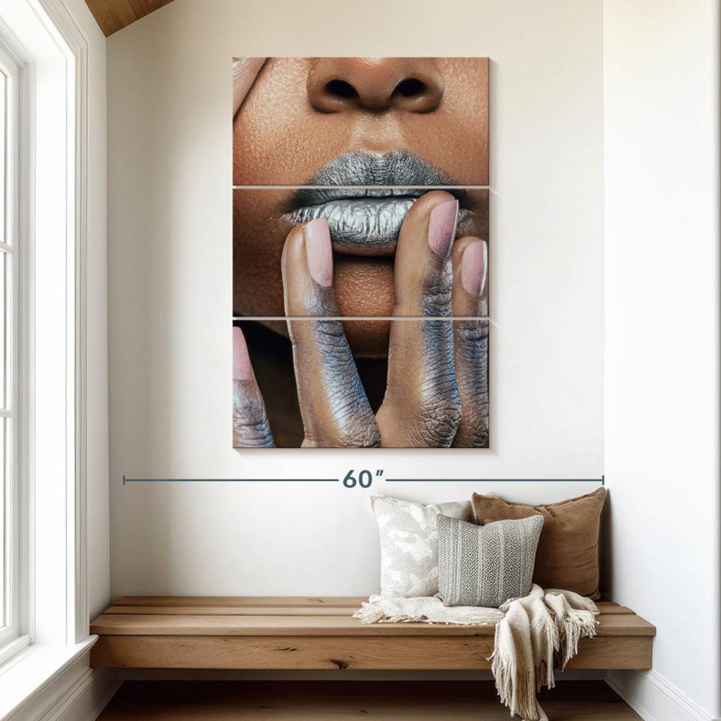 Shuttleworth Metallic Silver Lips, 50" H x 32" W