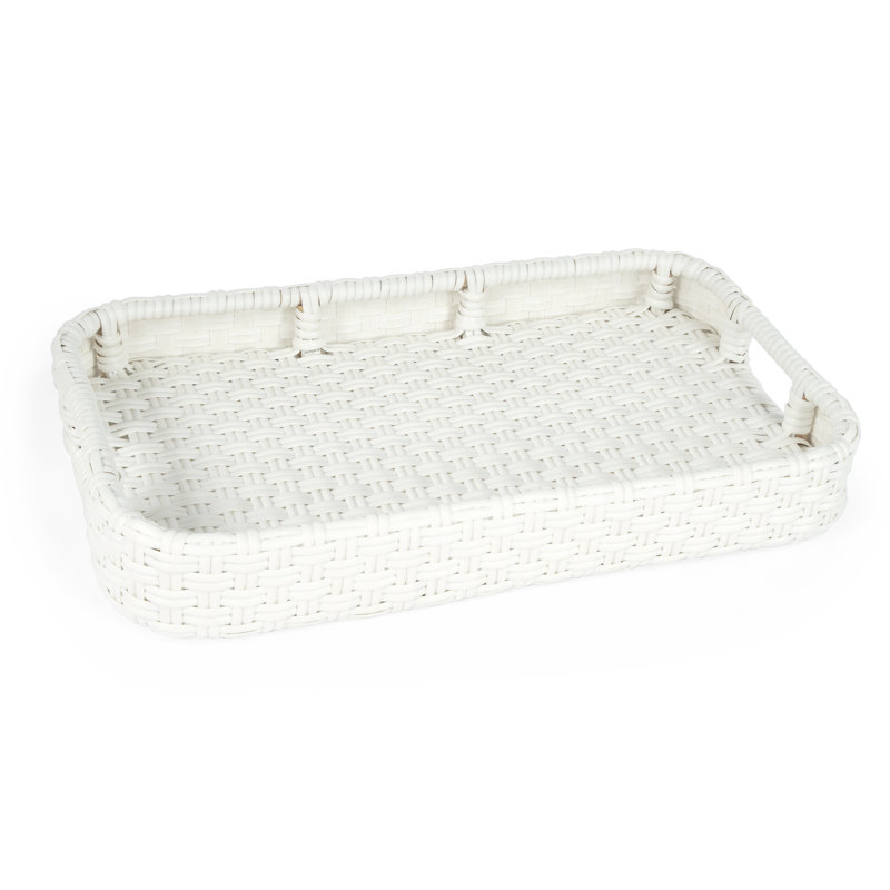 Selena & Rattan Bar Cart, White
