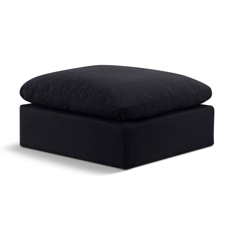 Itala Upholstered Modular Ottoman, Black Linen Textured Fabric