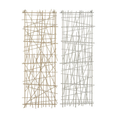 Metal Metallic Overlapping Linear Geometric Multi Colored Wall Decor Set