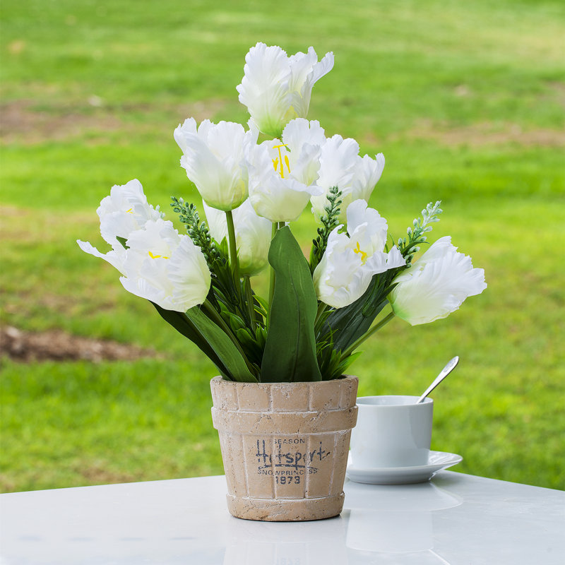 Faux Silk Tulip Arrangement in Pot