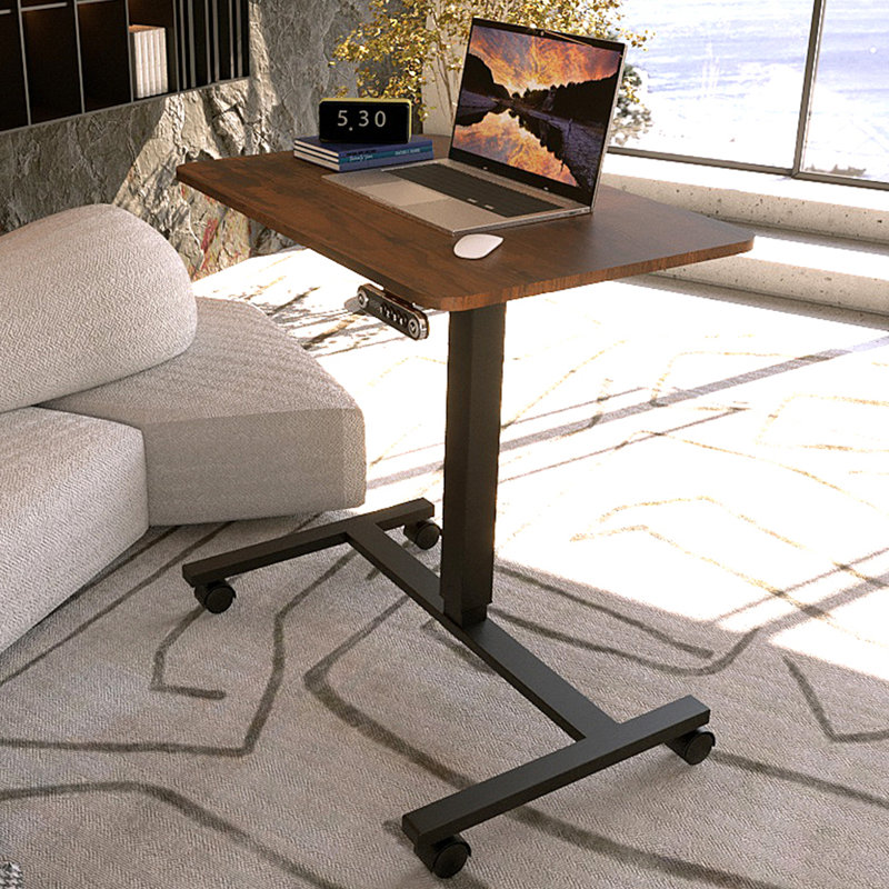 Brookman 80cmx60cm Mobile Height Adjustable Standing Desk, Brown/Black