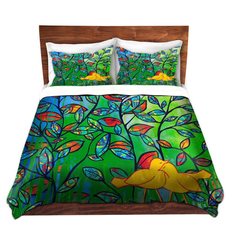 Ensemble de housse de couette love oiseaux, 1 housse de couette grand + 2 taies standards