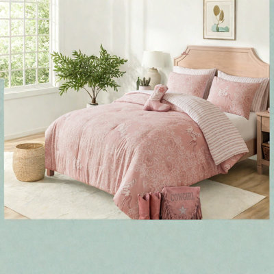 Ensemble d'édredon en microfibre rose