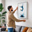 Leap Into Blue Modern - Wrapped Canvas-703749357-703749362