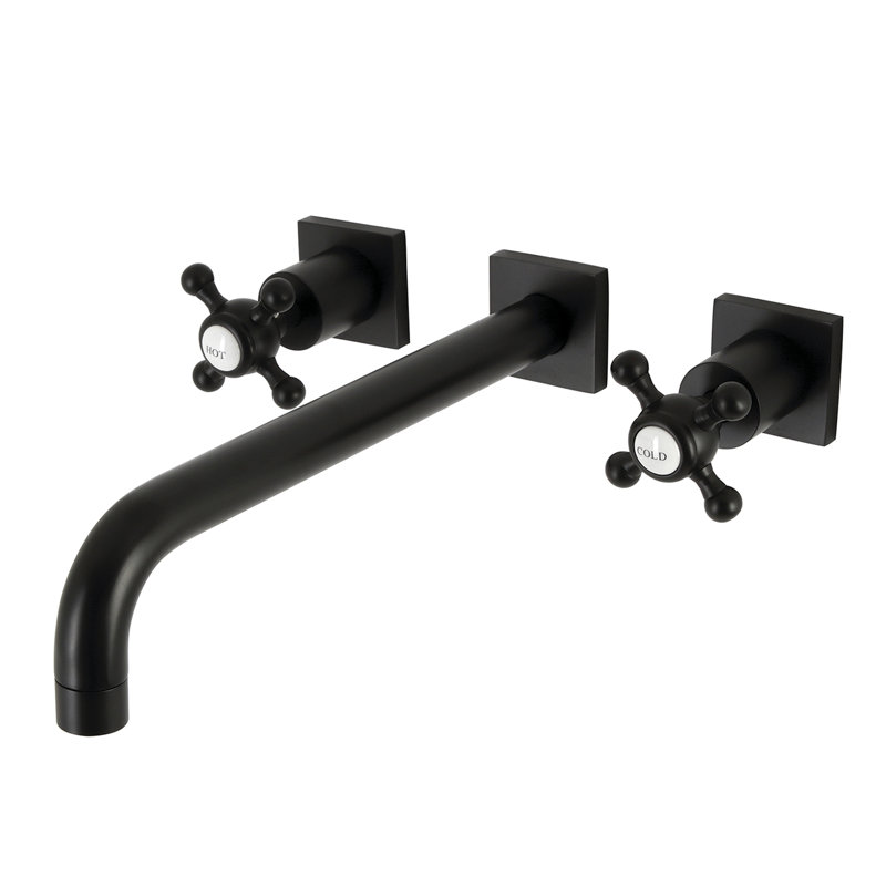Kingston Brass Metropolitan Two-Handle 3-Hole Wall Mount Roman Tub Faucet, Matte Black
