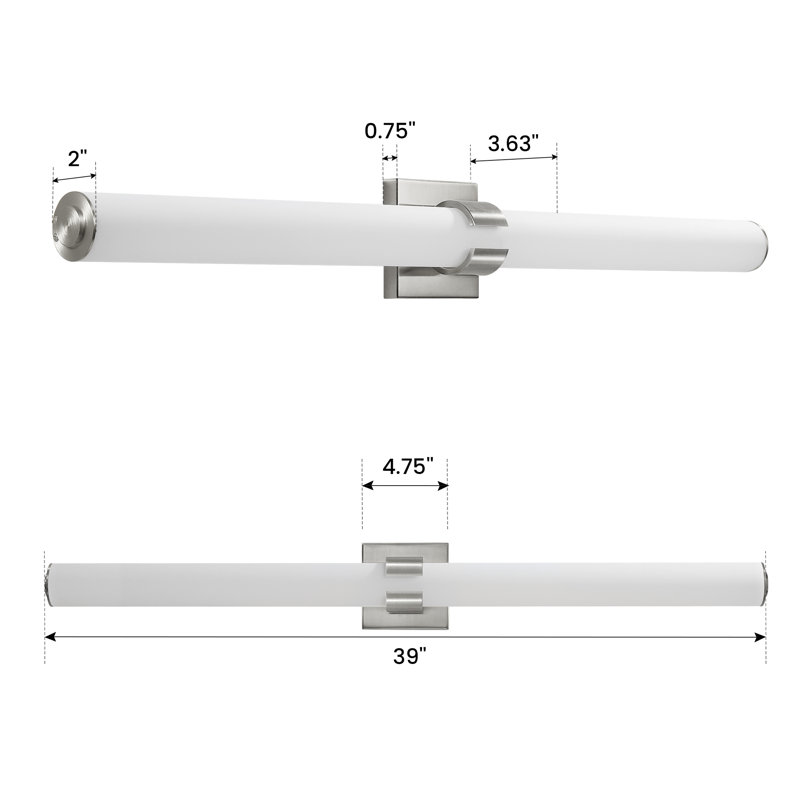 Barre d'éclairage de salle de bain à DEL à intensité variable 23 po Jesseray, Nickel, H 4,7 po x l 39 po x P 3,6 po