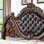 Grand lit de luxe grand, style traditionnel, cerisier brun, bois massif et bois de marbre, faux sculpté