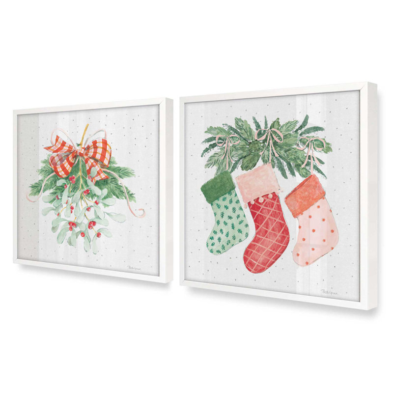 Ensemble de 2 estampes festives, 12 po x 12 po, Blanc opaque